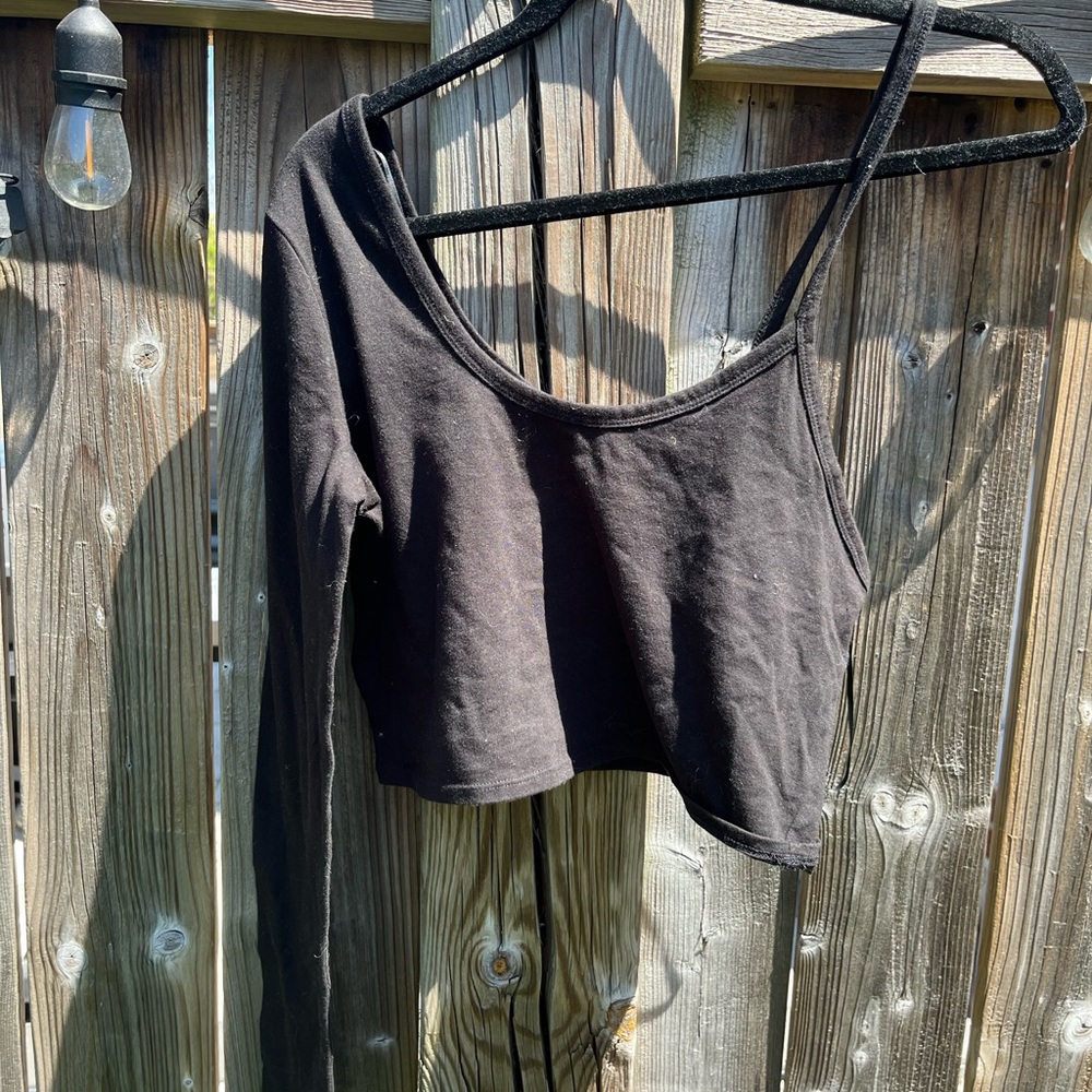 Garage Black One-Shoulder Crop Top